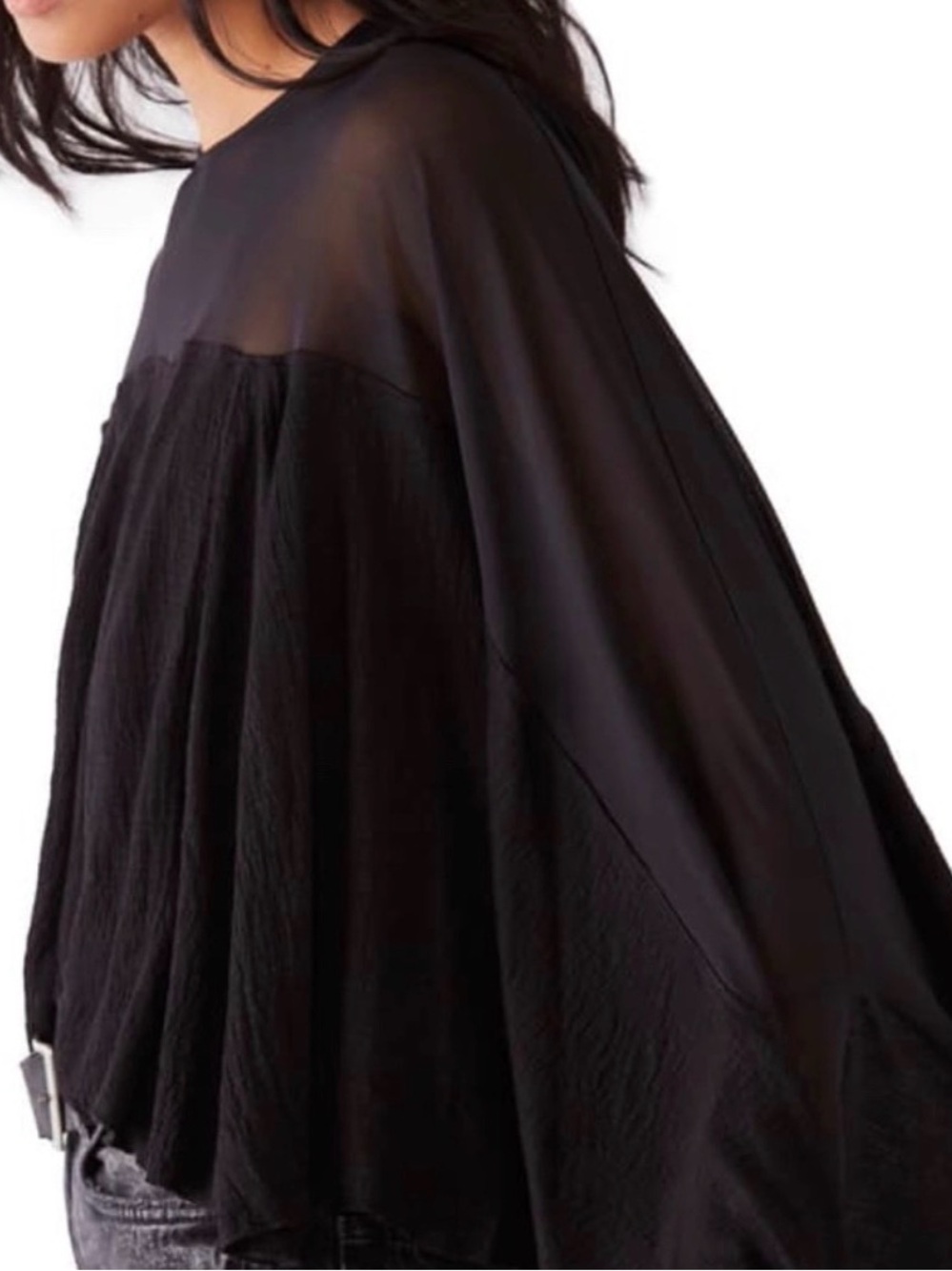 Free People Black Mesh Flowy Top - TAGS STILL ON